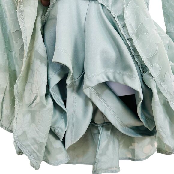 Women Smocked Milkmaid Mini XS Dress Y2K Fairy Whimsigoth Babydoll Burnout - Picture 7 of 11